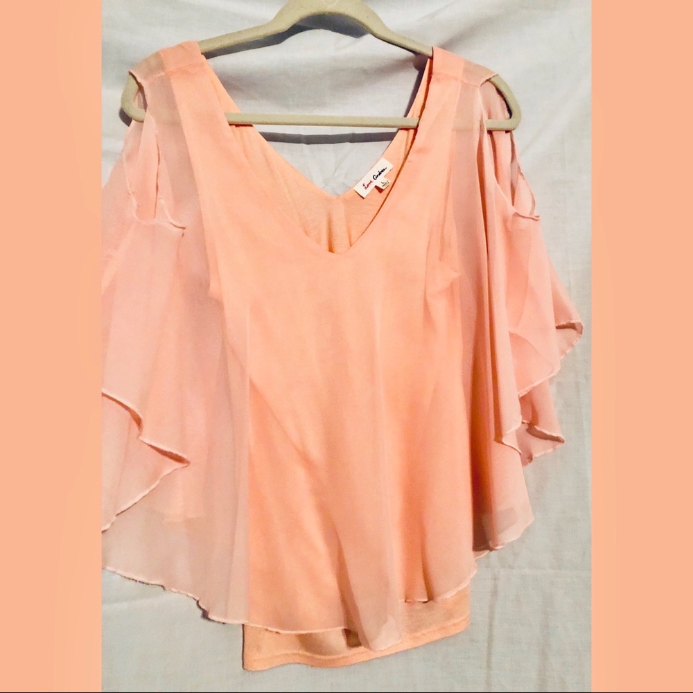 ❄️❄️Peach sheer batwing blouse